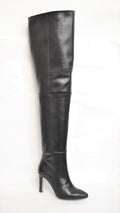 THIGH BOOTS STIVALI donna alla coscia vera pelle di nappa colore nero, fodera pelle suola cuoio made in Italy artigianali